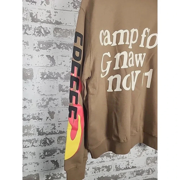 Lucky Me I See Ghosts Camp Flog Gnaw Kanye West Kid Cudi Tan Sweatshirt Size L - Picture 7 of 10